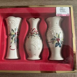 Lenox Winter Greetings Bud Vases, Set of 3